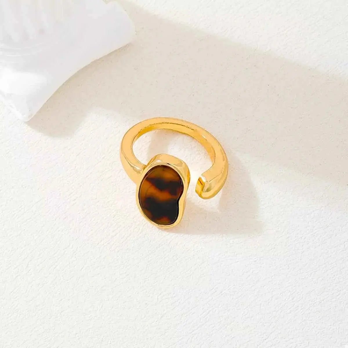 18K Gold - Plated Oval Open Ring - SmileBen