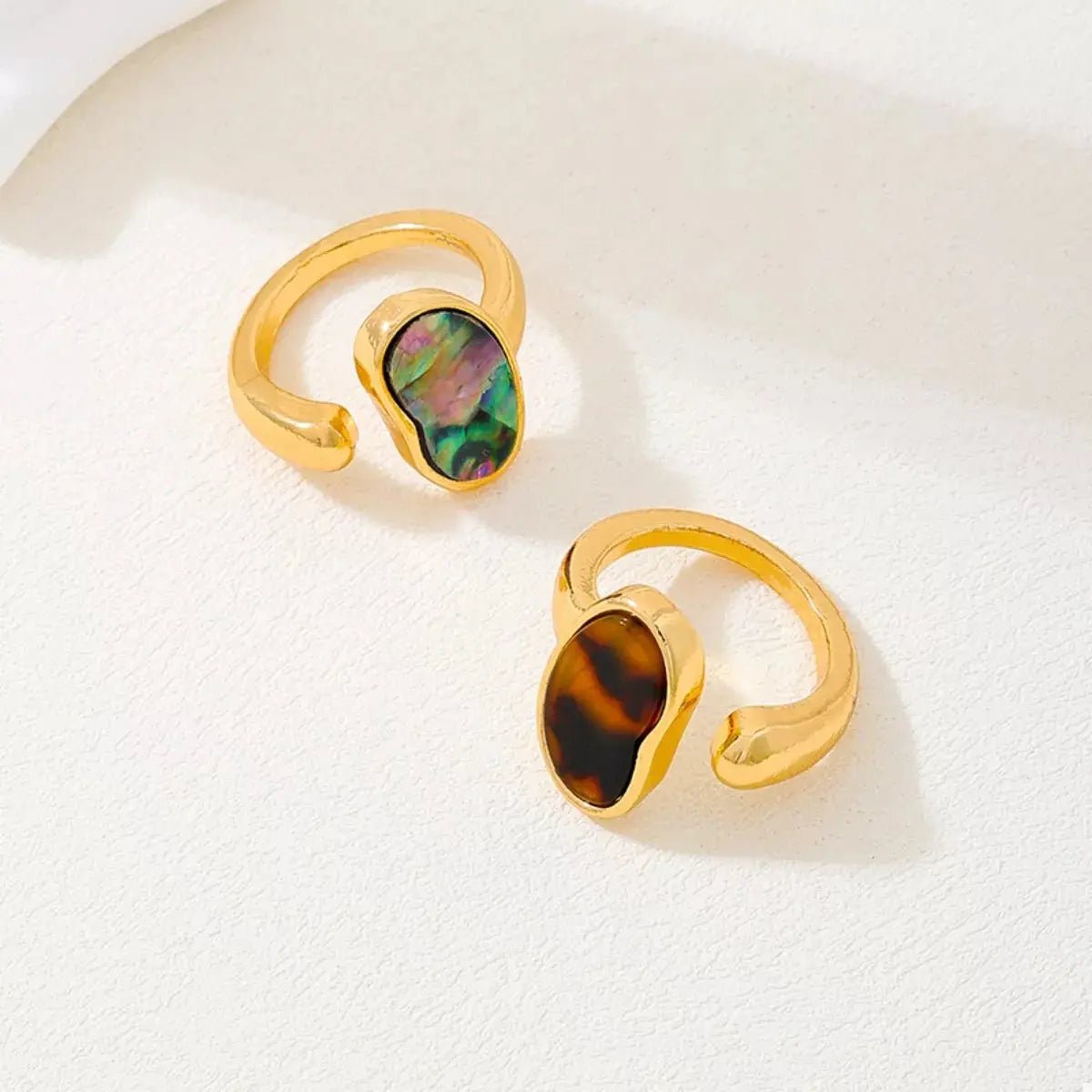 18K Gold - Plated Oval Open Ring - SmileBen