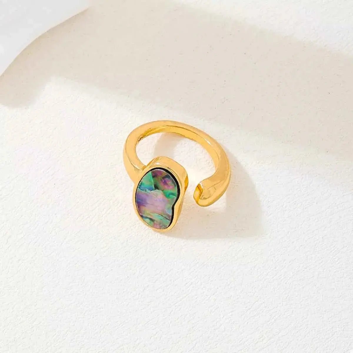 18K Gold - Plated Oval Open Ring - SmileBen
