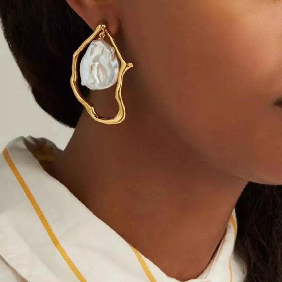 18K Gold - Plated Pearl Earrings - SmileBen