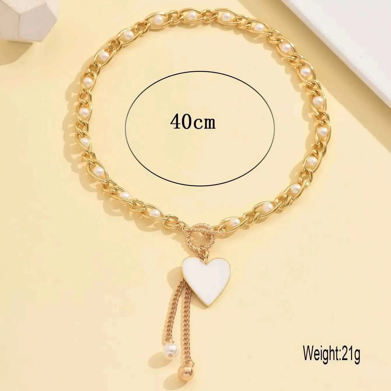 18K Gold - Plated Pearl Heart Necklace - SmileBen