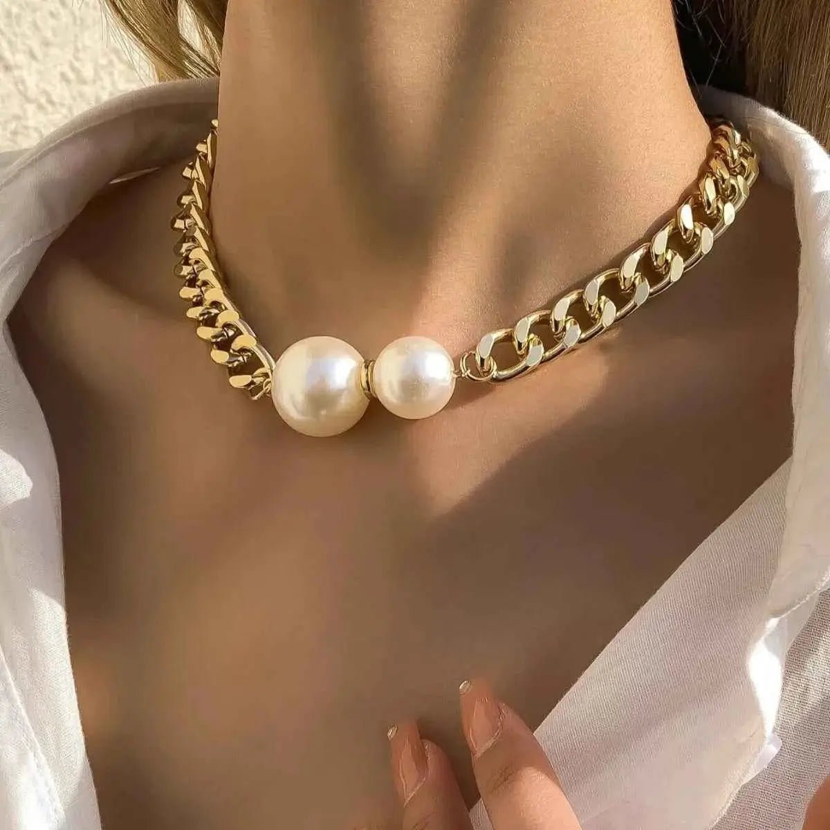 18K Gold - Plated Pearl Necklace - SmileBen