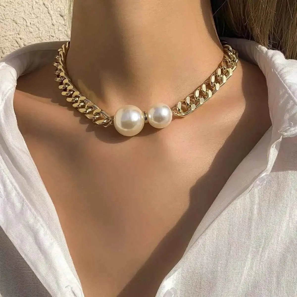 18K Gold - Plated Pearl Necklace - SmileBen