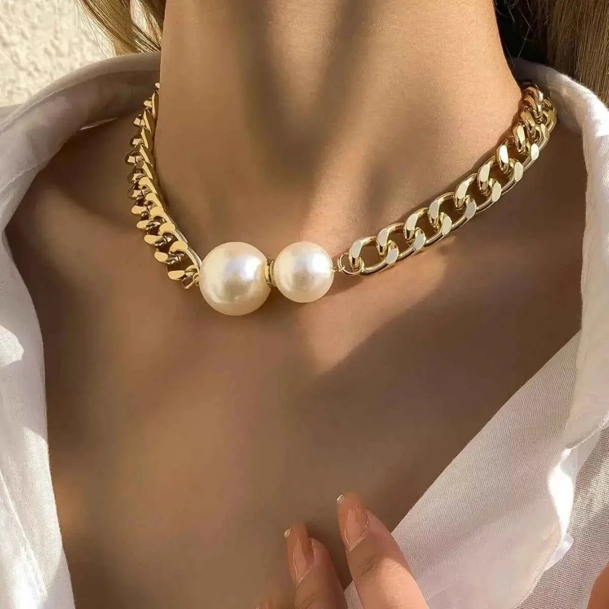 18K Gold - Plated Pearl Necklace - SmileBen