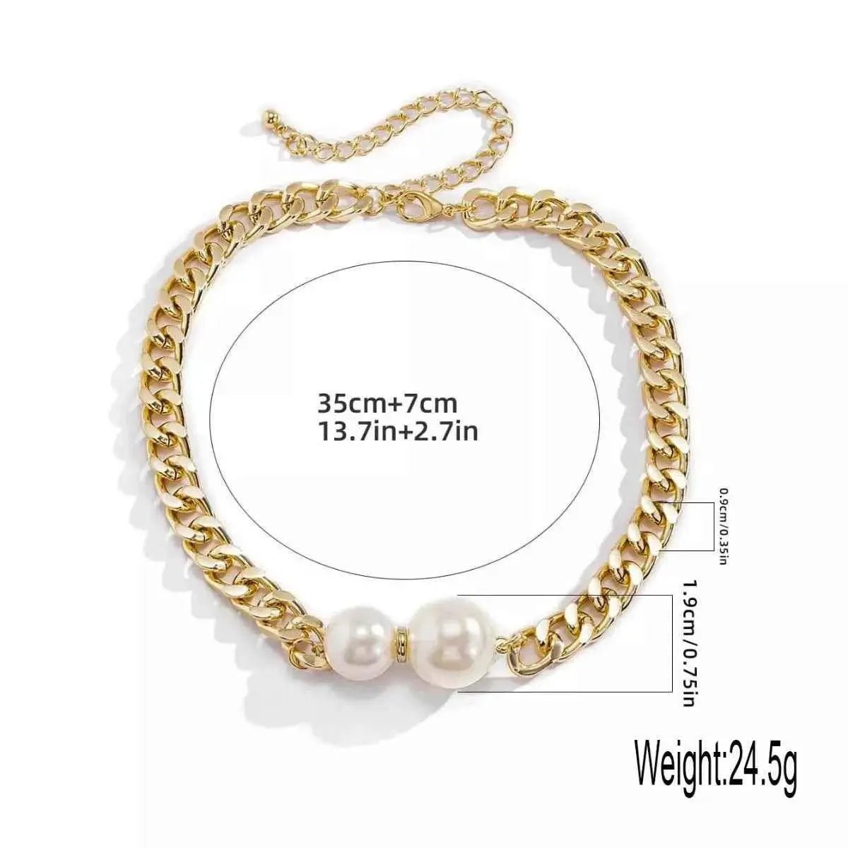 18K Gold - Plated Pearl Necklace - SmileBen