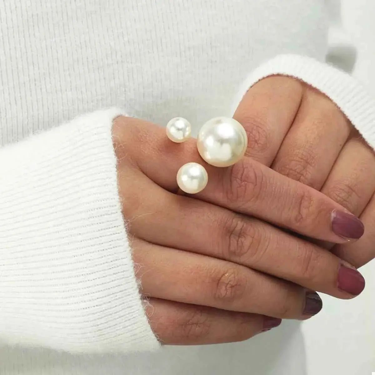 18K Gold - Plated Pearl Open Ring - SmileBen