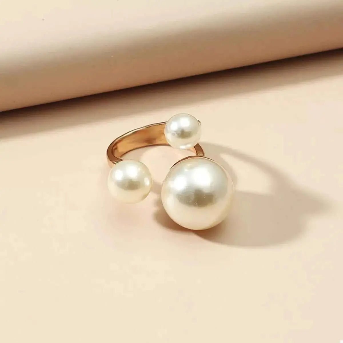 18K Gold - Plated Pearl Open Ring - SmileBen
