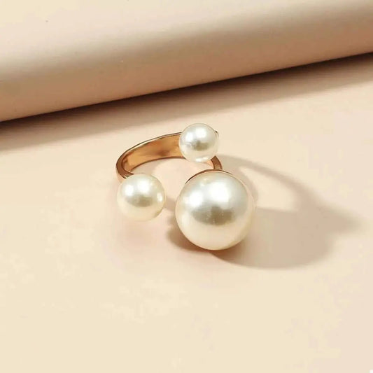 18K Gold - Plated Pearl Open Ring - SmileBen