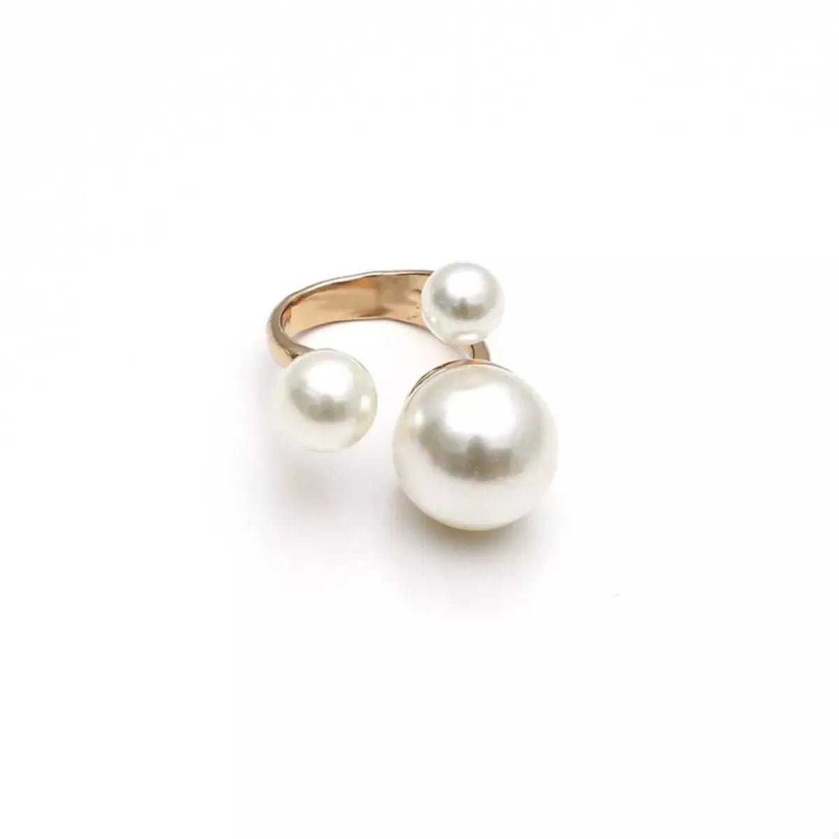18K Gold - Plated Pearl Open Ring - SmileBen