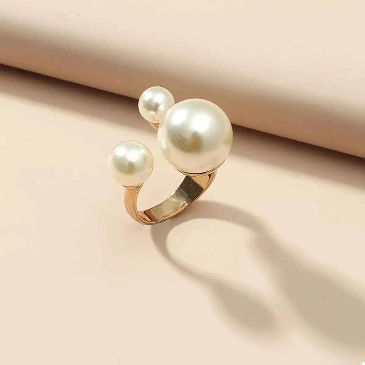 18K Gold - Plated Pearl Open Ring - SmileBen