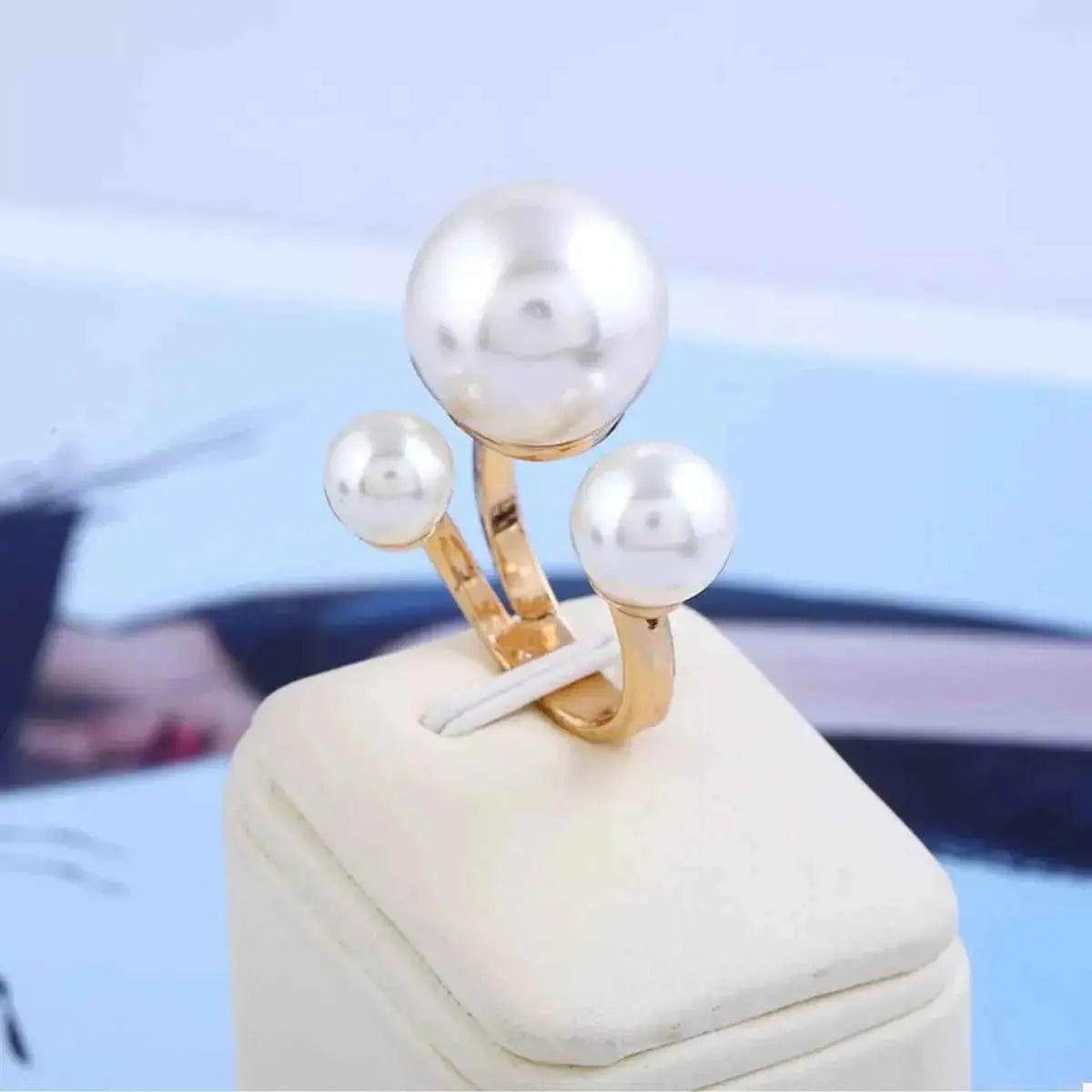 18K Gold - Plated Pearl Open Ring - SmileBen