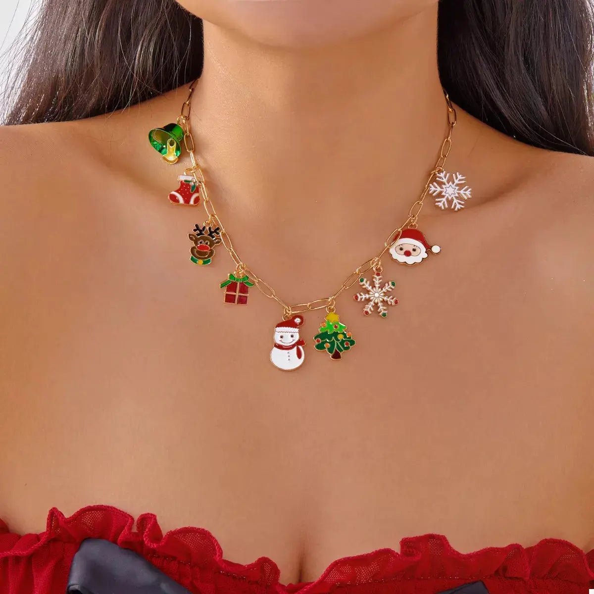 18K Gold - Plated Resin Christmas Theme Necklace - SmileBen