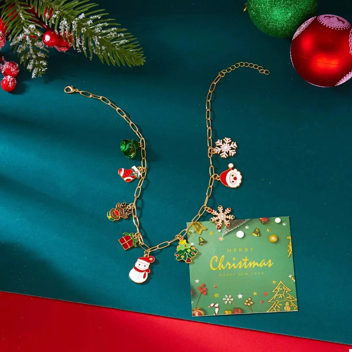 18K Gold - Plated Resin Christmas Theme Necklace - SmileBen
