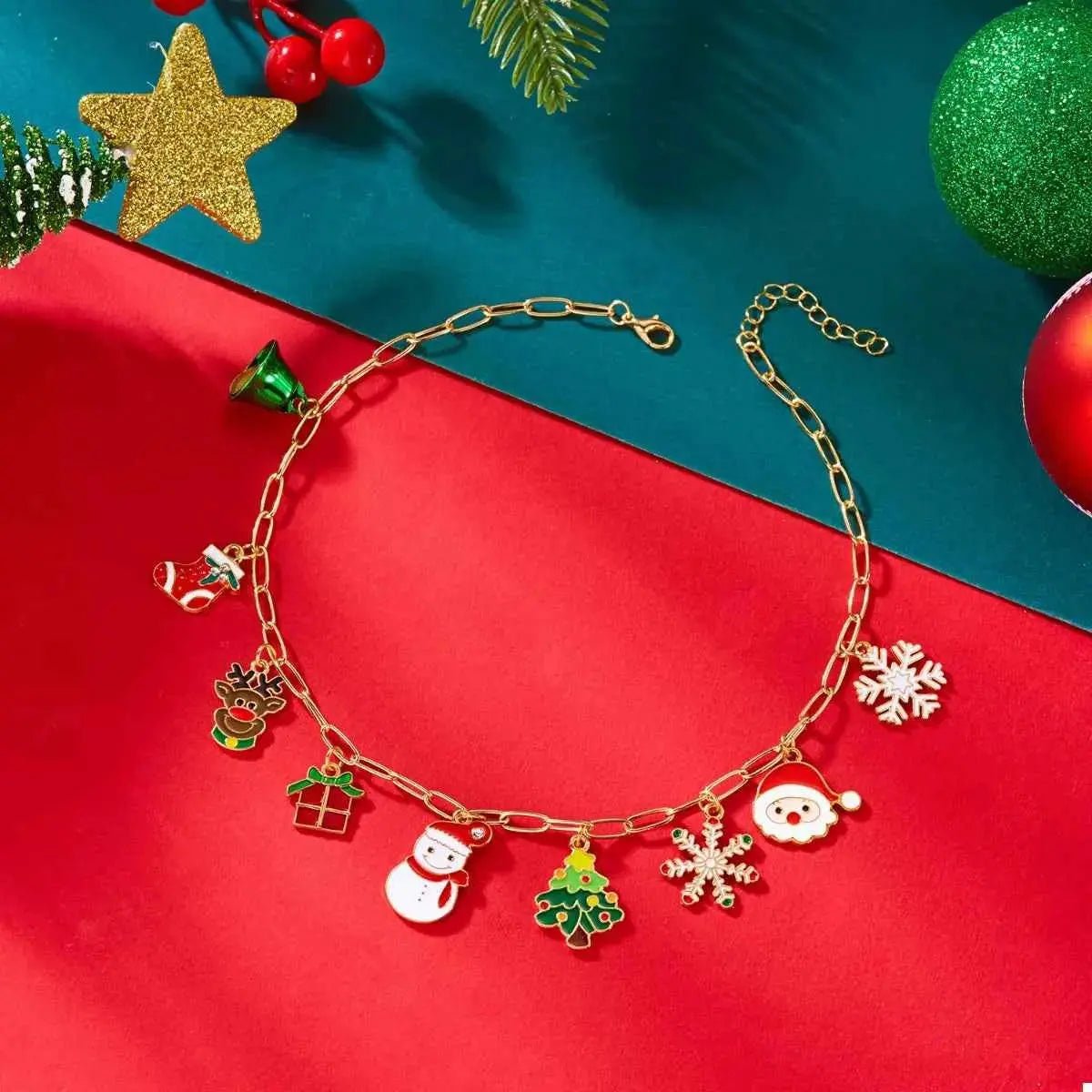 18K Gold - Plated Resin Christmas Theme Necklace - SmileBen
