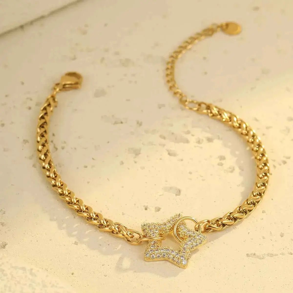 18K Gold - Plated Rhinestone Chain Bracelet - SmileBen