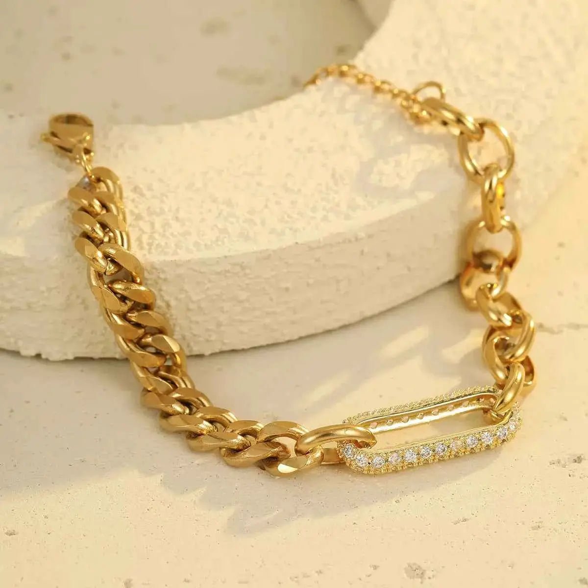 18K Gold - Plated Rhinestone Chain Bracelet - SmileBen
