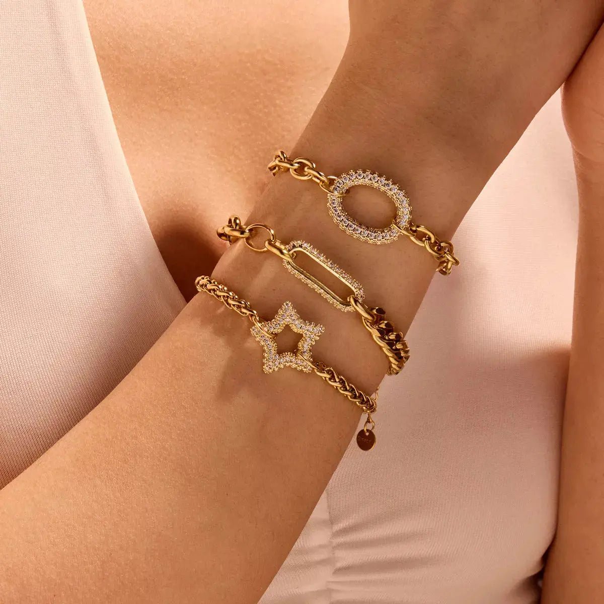 18K Gold - Plated Rhinestone Chain Bracelet - SmileBen