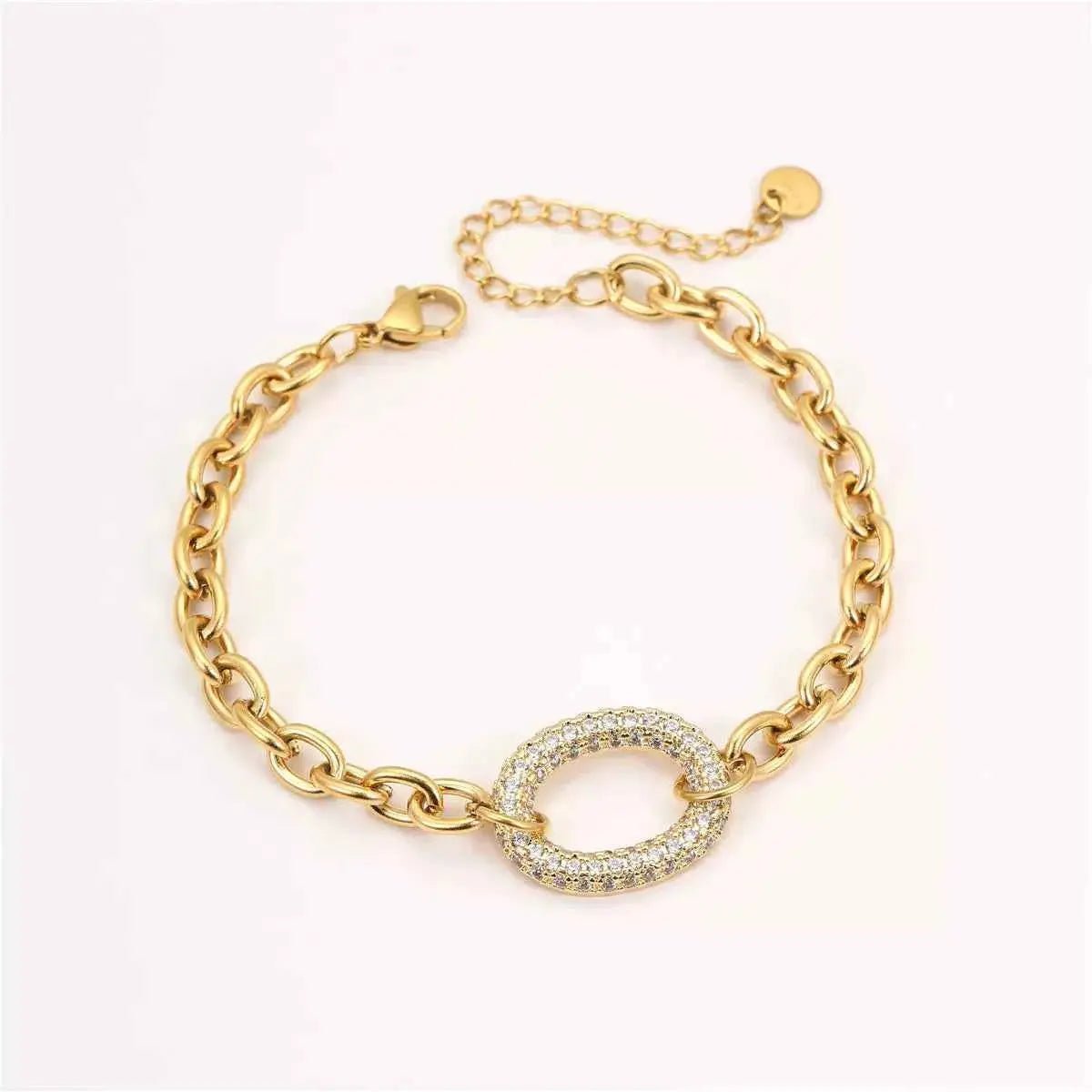 18K Gold - Plated Rhinestone Chain Bracelet - SmileBen