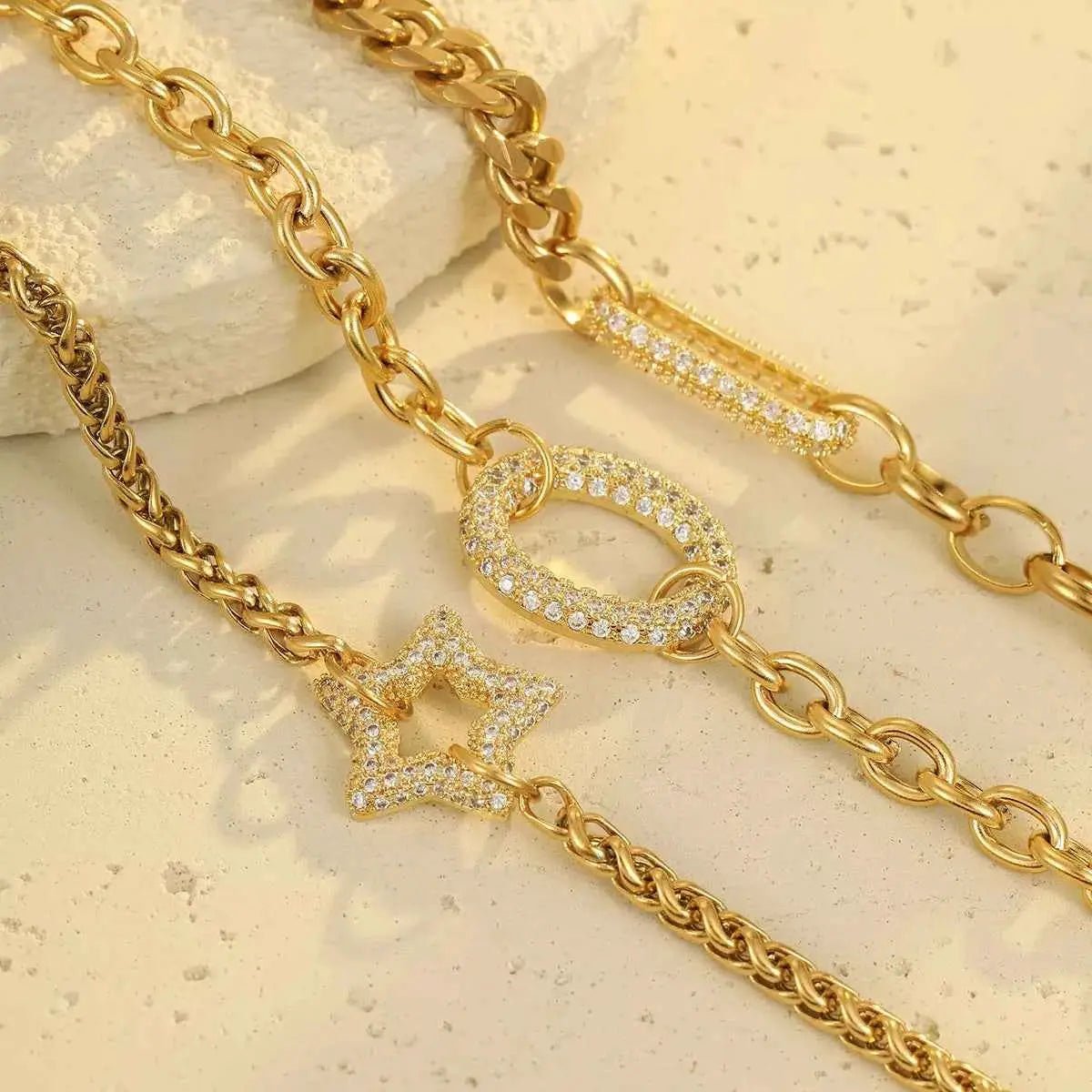 18K Gold - Plated Rhinestone Chain Bracelet - SmileBen
