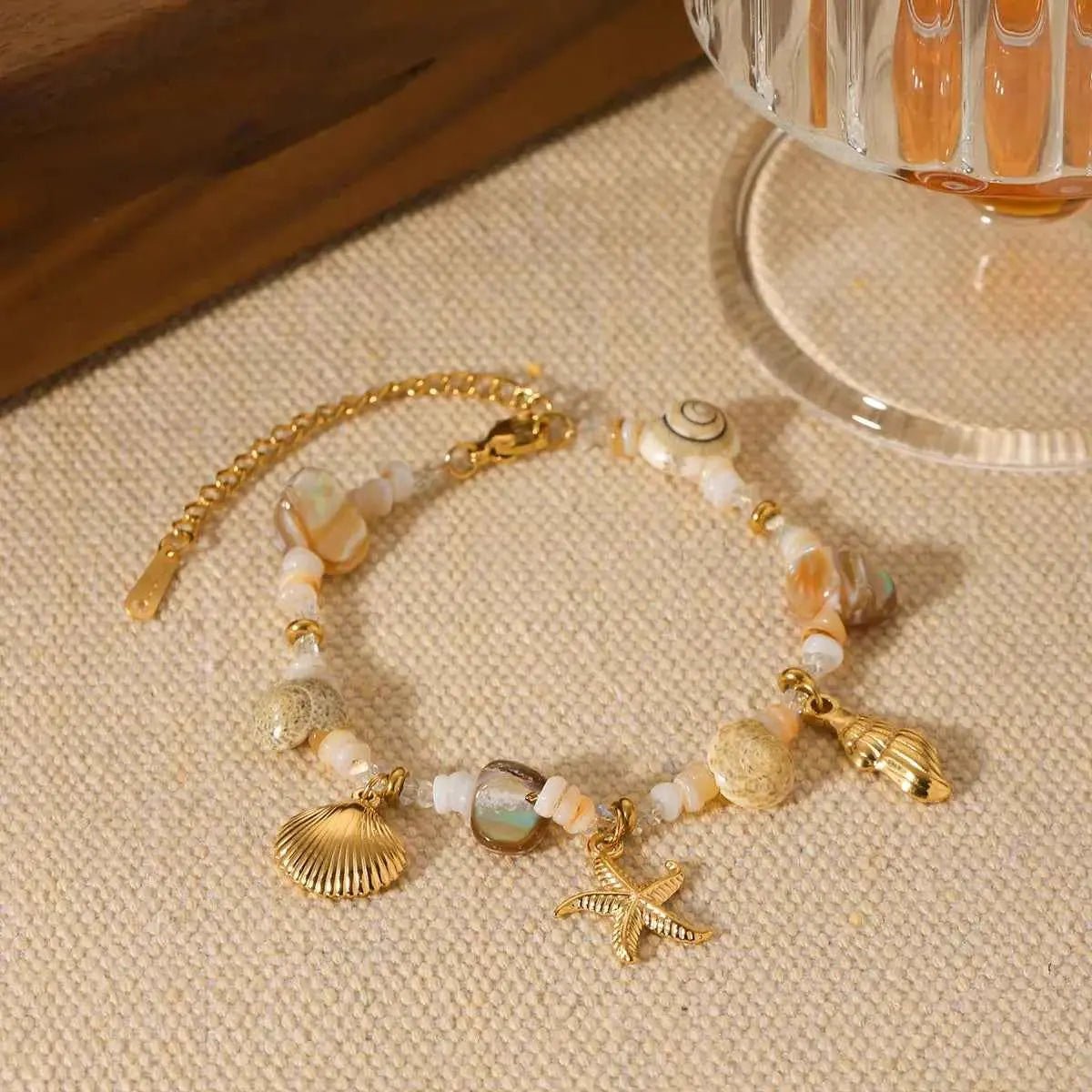 18K Gold - Plated Shell Charm Bracelet - SmileBen