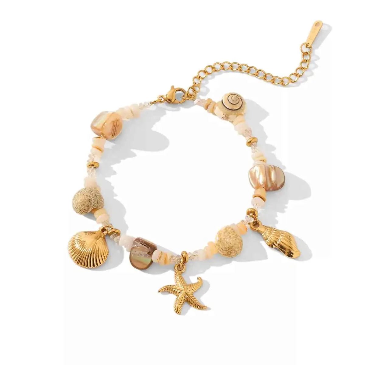 18K Gold - Plated Shell Charm Bracelet - SmileBen