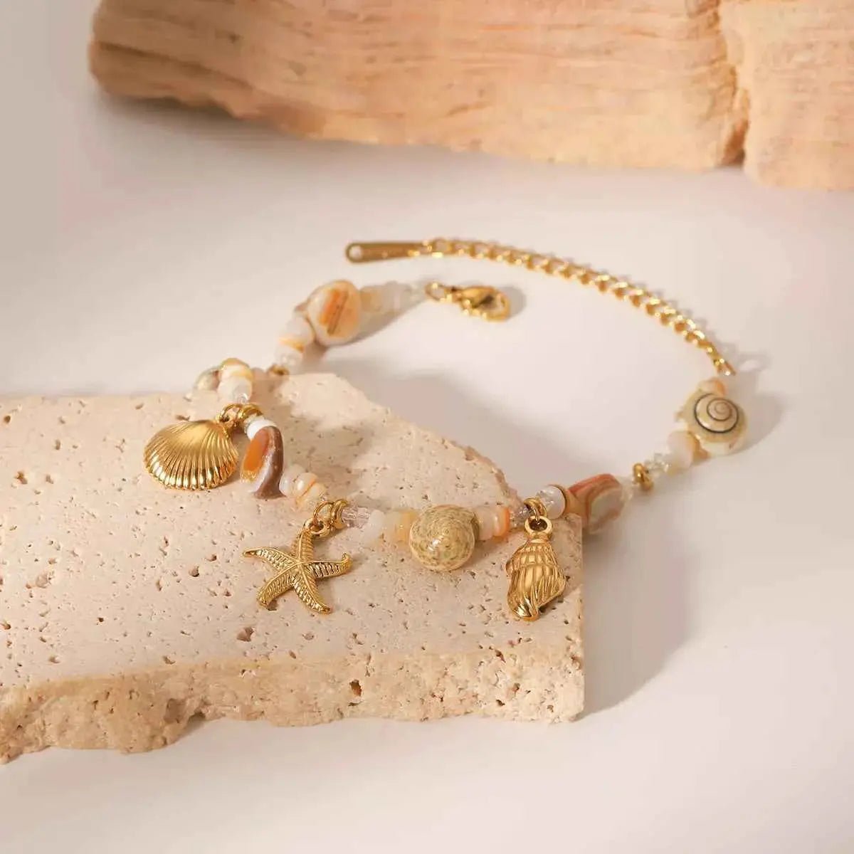 18K Gold - Plated Shell Charm Bracelet - SmileBen