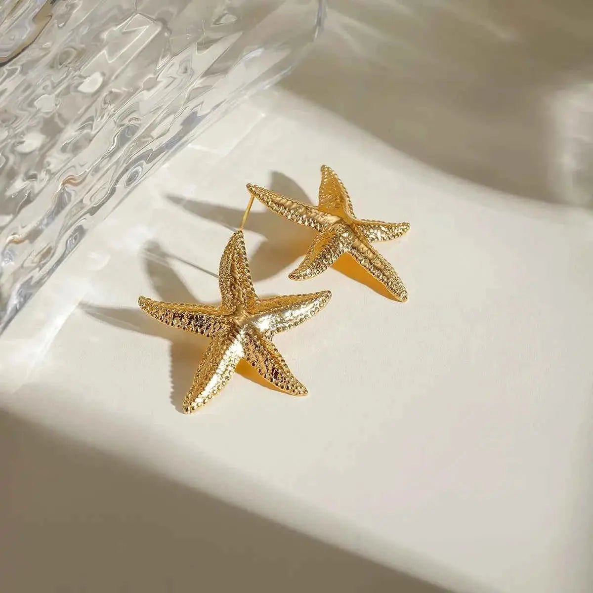 18K Gold - Plated Starfish Stud Earrings - SmileBen