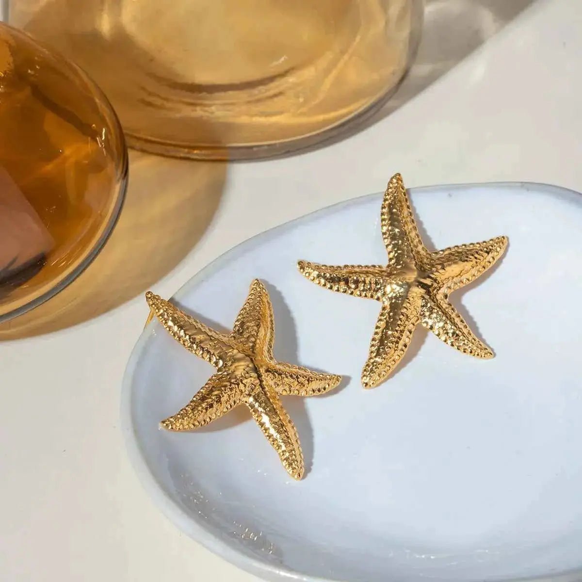 18K Gold - Plated Starfish Stud Earrings - SmileBen