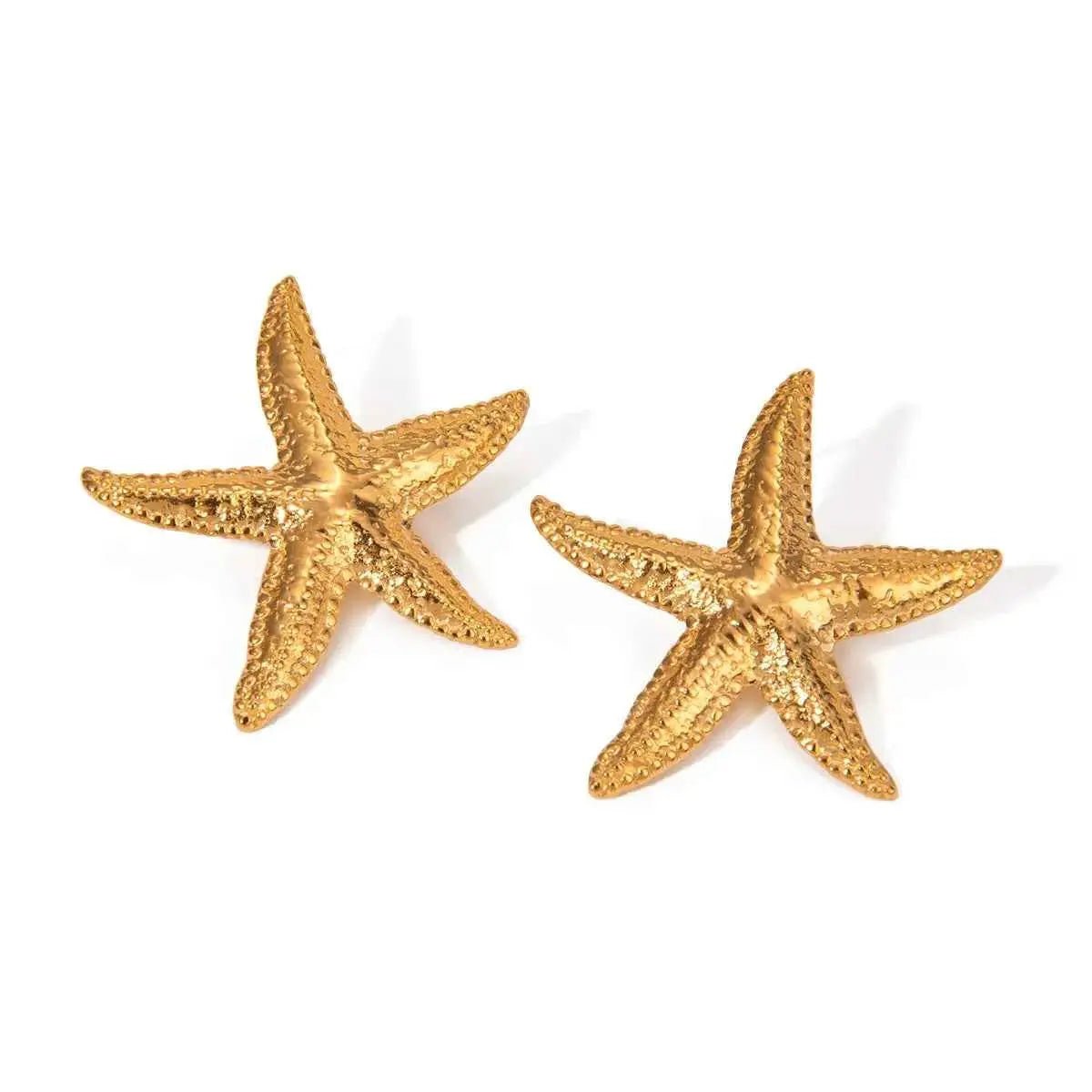 18K Gold - Plated Starfish Stud Earrings - SmileBen