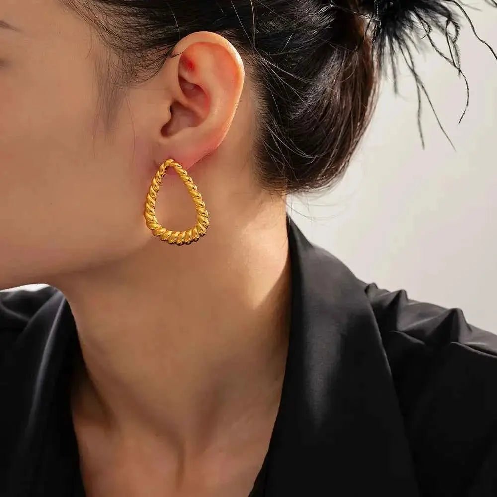 18K Gold - Plated Twisted Earrings - SmileBen