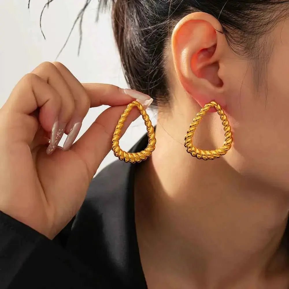 18K Gold - Plated Twisted Earrings - SmileBen