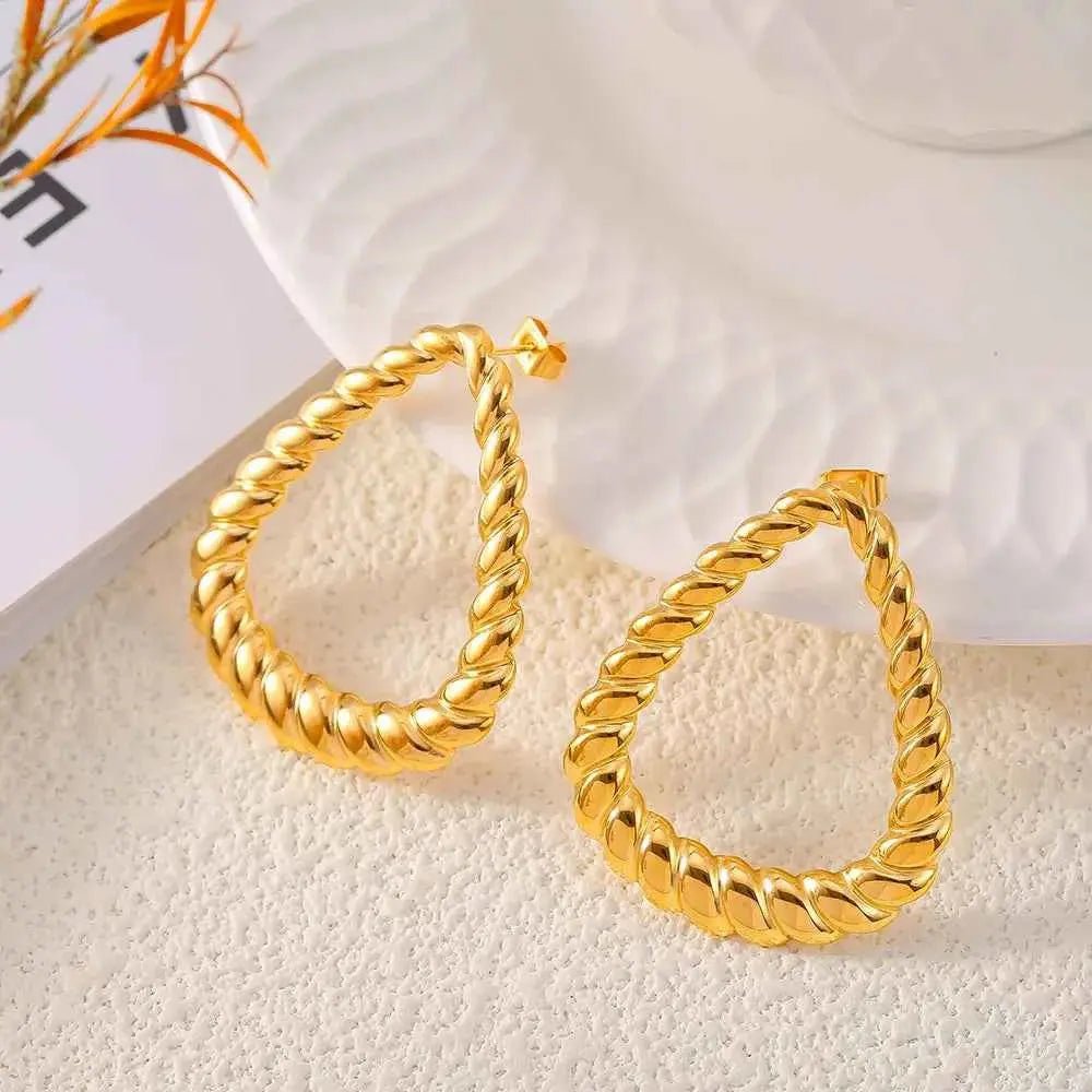 18K Gold - Plated Twisted Earrings - SmileBen