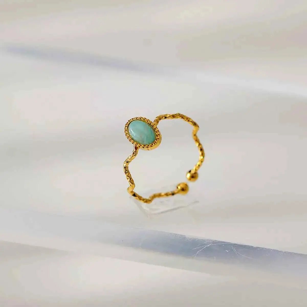 18K Gold - Plated Wave Open Ring - SmileBen