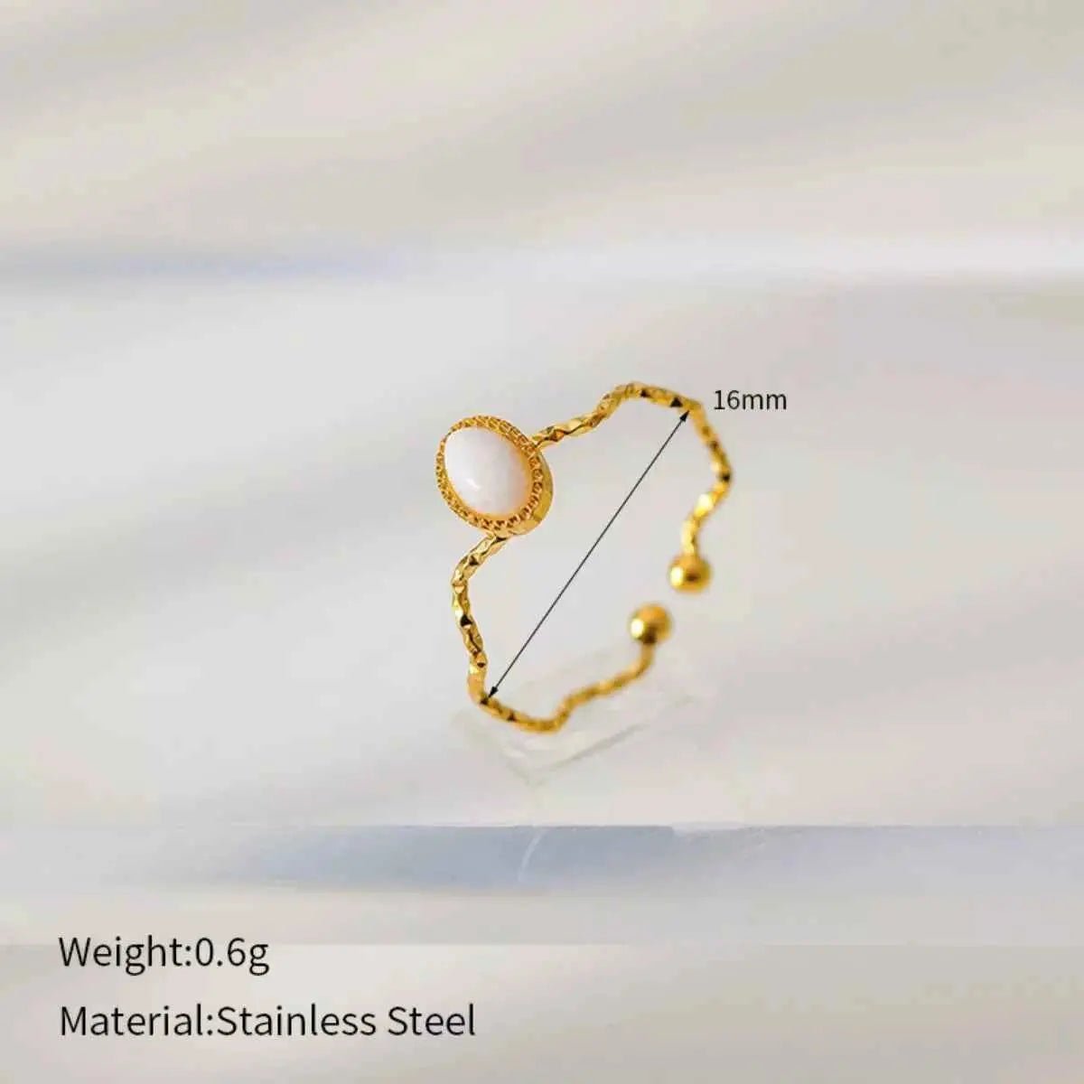 18K Gold - Plated Wave Open Ring - SmileBen