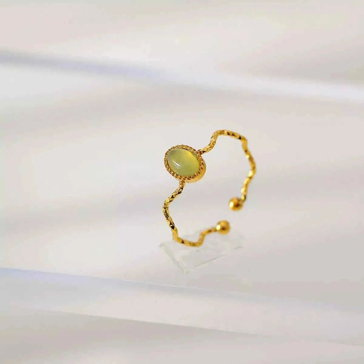 18K Gold - Plated Wave Open Ring - SmileBen