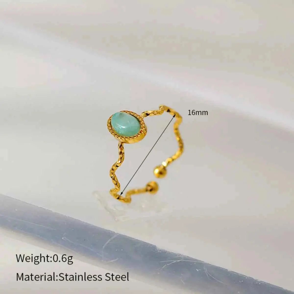 18K Gold - Plated Wave Open Ring - SmileBen