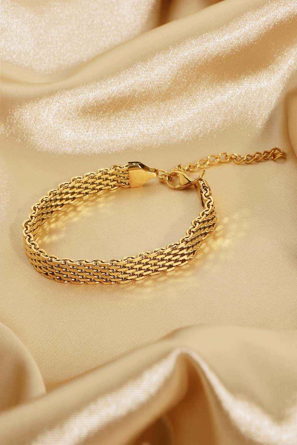 18K Gold - Plated Wide Chain Bracelet - SmileBen