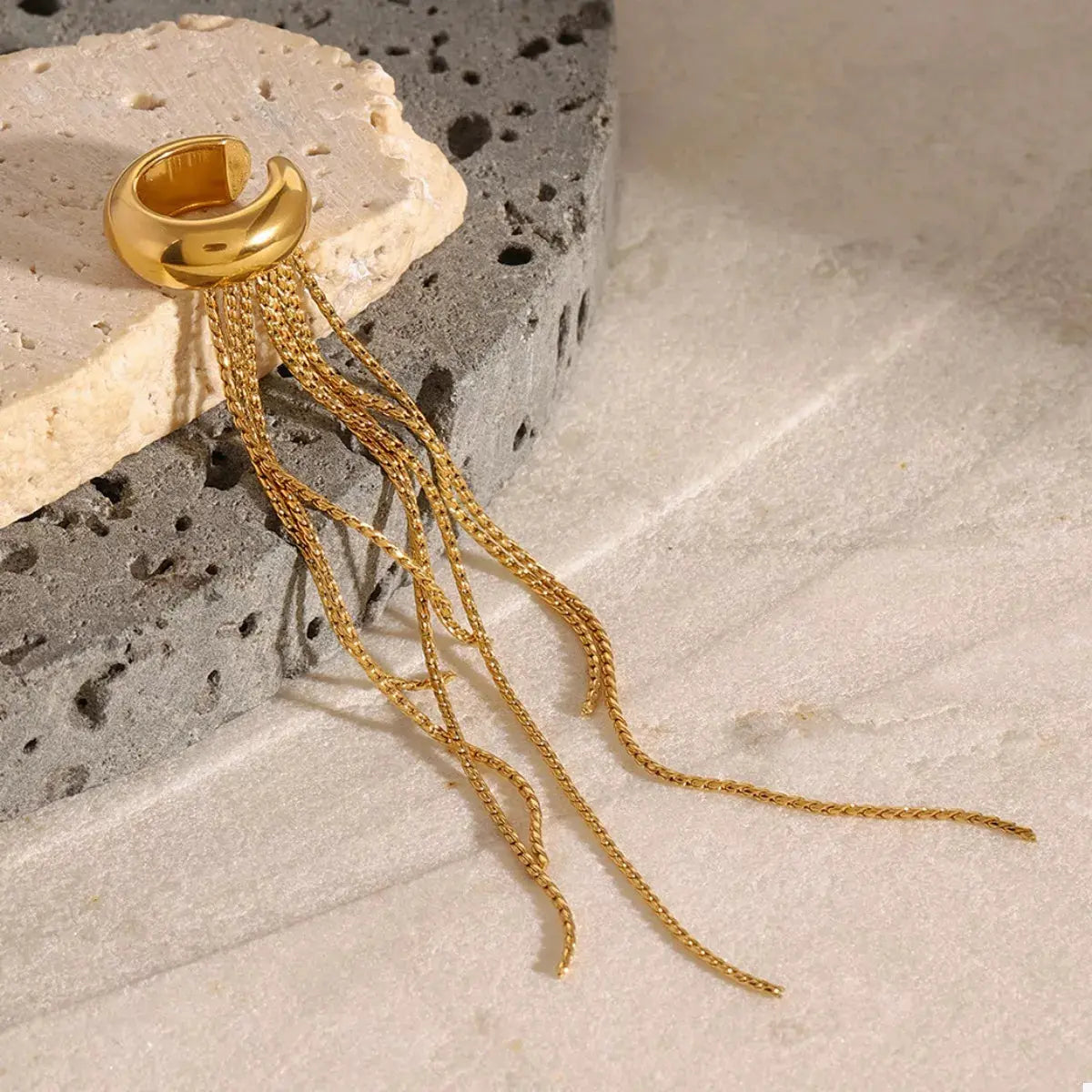 18K Gold-Plated Chain Fringe Earrings - SmileBen