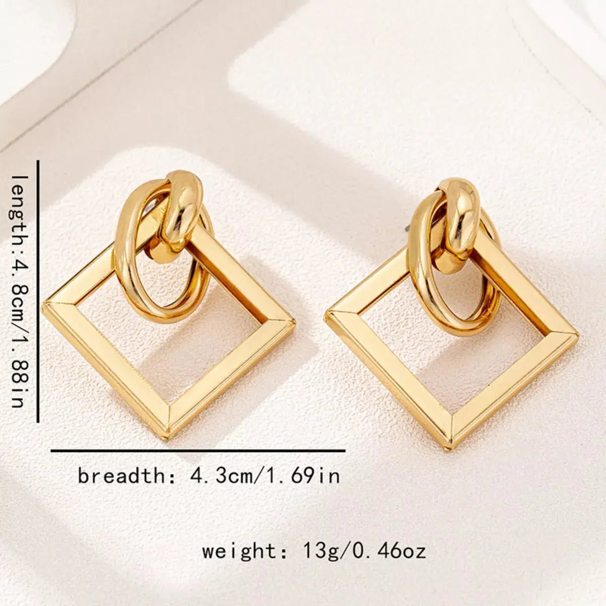 18K Gold-Plated Geometric Square Hoop Earrings - SmileBen
