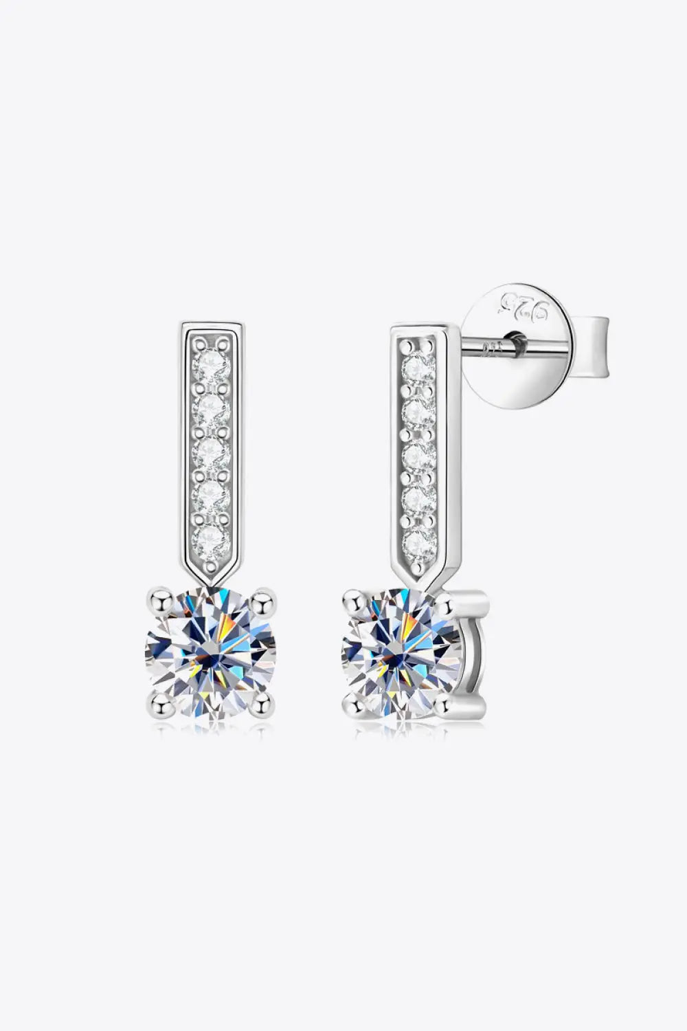 Moissanite and Zircon 925 Sterling Silver Drop Earrings - SmileBen