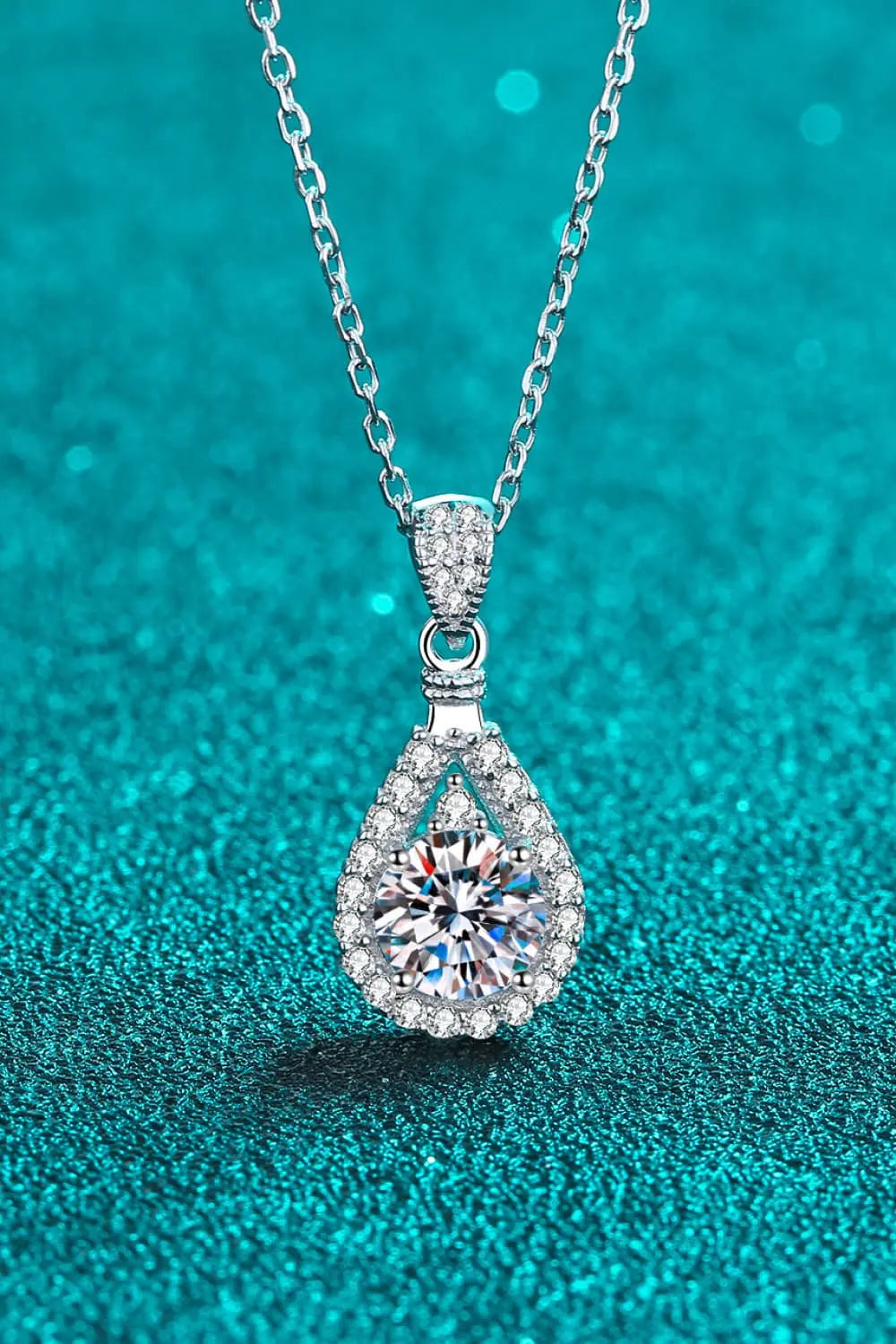 2 Carat Moissanite Teardrop Pendant 925 Sterling Silver Necklace - SmileBen
