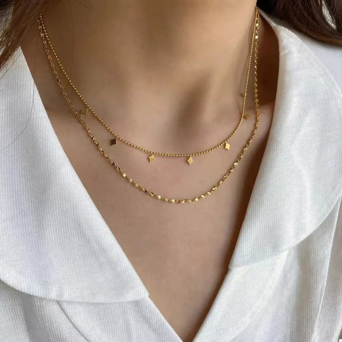 18K Gold-Plated Double Layered Necklace - SmileBen