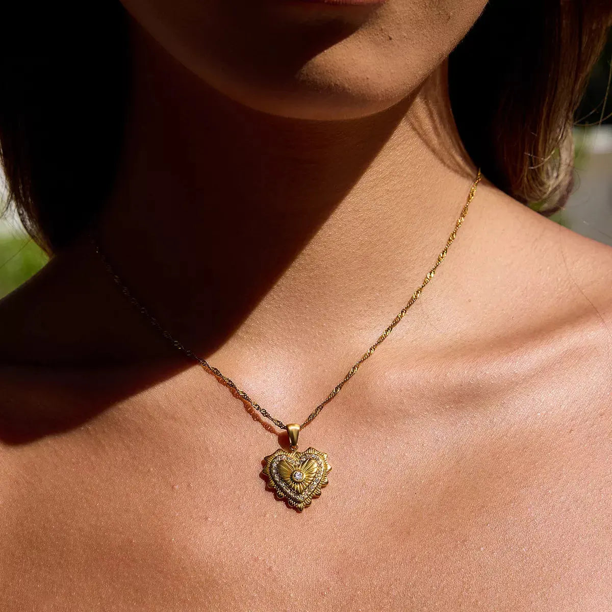 18K Gold-Plated Zircon Pendant Necklace - SmileBen