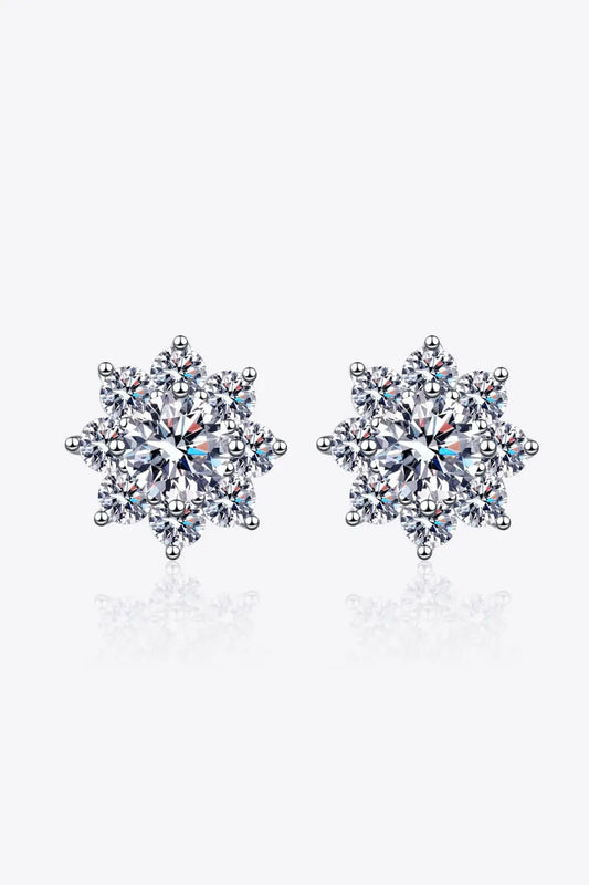 1 Carat Moissanite 925 Sterling Silver Flower Earrings - SmileBen