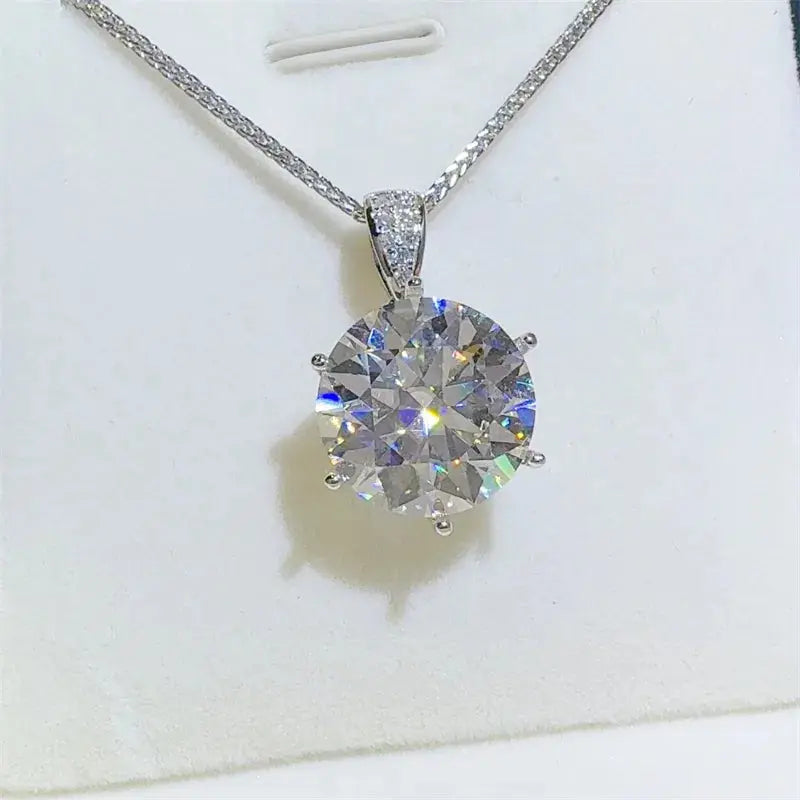 10 Carat Moissanite 925 Sterling Silver Pendant Necklace - SmileBen