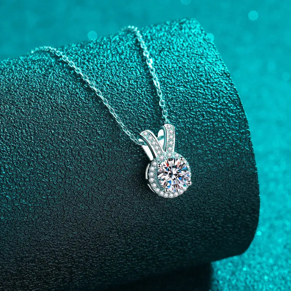 1 Carat Moissanite Rabbit Ears Shape Pendant Necklace - SmileBen