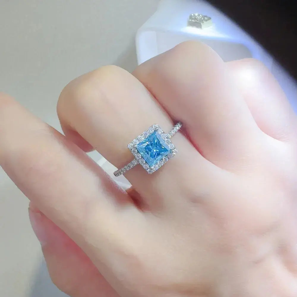 2 Carat Moissanite 925 Sterling Silver Square Shape Ring - SmileBen