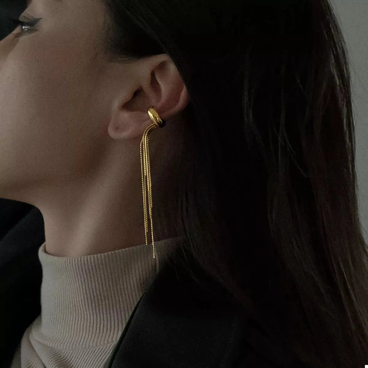 18K Gold-Plated Chain Fringe Earrings - SmileBen