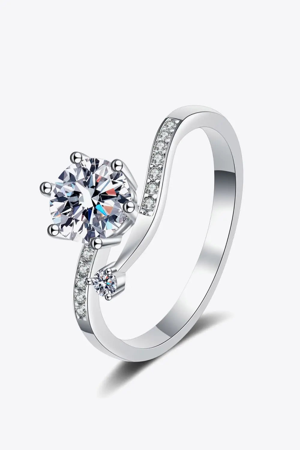 1 Carat Moissanite 925 Sterling Silver Bypass Ring - SmileBen