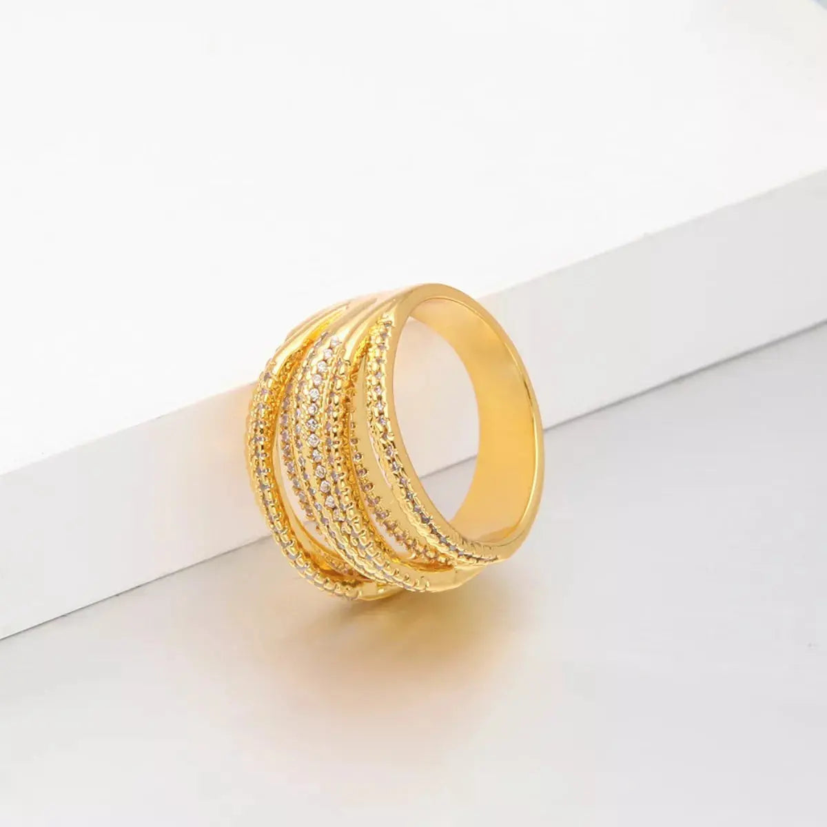18K Gold-Plated Multi-Row Ring - SmileBen